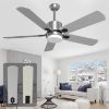 Picture of Indoor/Outdoor 52" Silver Ceiling Fans,5-Blades with Remote, Adjustable Lights, 6 Speed Reversible DC Motor,For Patio Bedroom Porch