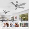 Picture of Indoor/Outdoor 52" Silver Ceiling Fans,5-Blades with Remote, Adjustable Lights, 6 Speed Reversible DC Motor,For Patio Bedroom Porch