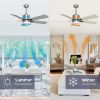 Picture of Indoor/Outdoor 52" Silver Ceiling Fans,5-Blades with Remote, Adjustable Lights, 6 Speed Reversible DC Motor,For Patio Bedroom Porch