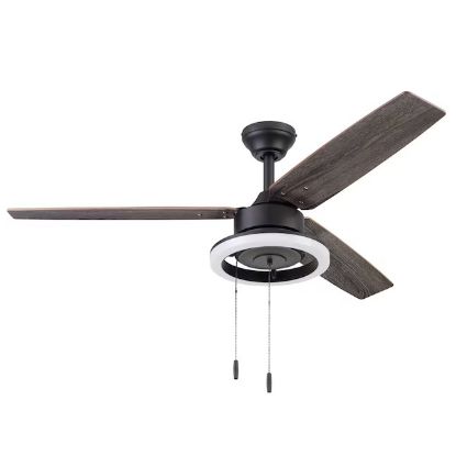 Picture of Harbor Breeze Wellsboro ($129 on Lowes) 48" Matte Black with Mocha/Espresso 3-Blades