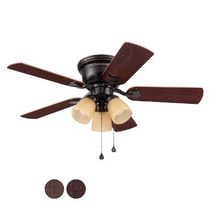 Picture of Harbor Breeze Centreville 42" Oil-Rubbed Bronze with Auburn/Mink Blades LED Flush Mount Ceiling Fan with Light (5-Blade)